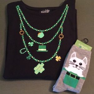 St. Patty’s Day Shirt by Feeling Festive with socks (New with tags)